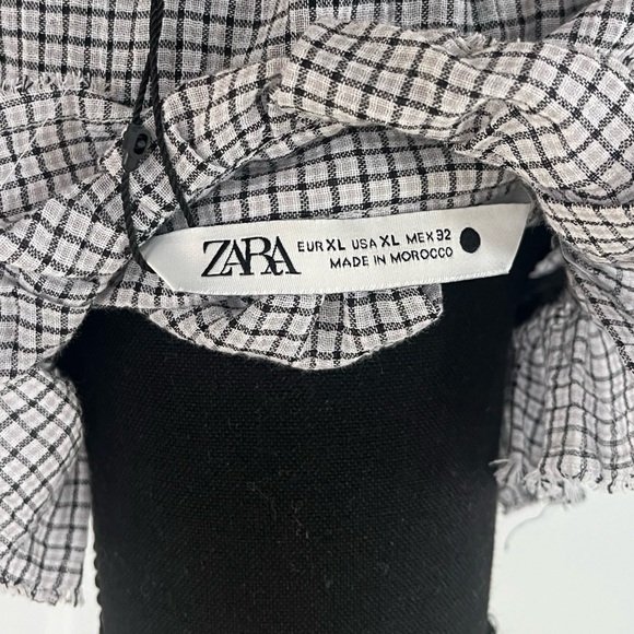 NWT Zara Women’s COLLECTION RUFFLED PLAID BLOUSE XL - Picture 9 of 10